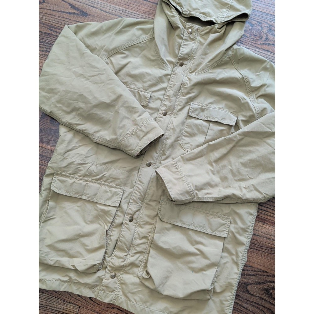Vtg LL Bean Baxter State Parka Men L Tall Tan Hooded Light Jacket Made In USA